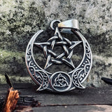 Triple Moon Pentagram Stainless Steel Pendant | Gthic.com