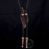 Turquoise-Inlaid Feather Alloy Bolo Tie