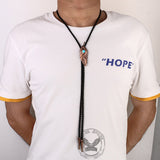 Turquoise-Inlaid Feather Alloy Bolo Tie