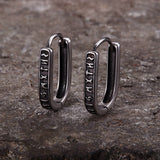 U Shaped Viking Runes Stainless Steel Earrings | Gthic.com