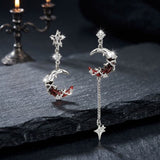 Unique Asymmetry Crimson Moon Alloy Earrings