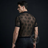 Vacation Style Rose Mesh See Through Short Sleeve Shirt