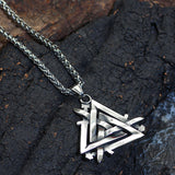 Valknut Cured Sword Stainless Steel Viking Pendant | Gthic.com