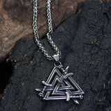 Valknut Cured Sword Stainless Steel Viking Pendant | Gthic.com
