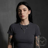 Versatile Beaded Splicing Stainless Steel Cross Necklace | Gthic.com