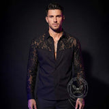 Versatile Distinctive Lace Paneling Long-Sleeve Shirt | Gthic.com