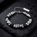Bracciale con perline da uomo in acciaio inossidabile con teschio incrociato