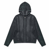 Versatile Openwork Loose Hooded Zip Cardigan Sweater | Gthic.com