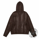 Versatile Openwork Loose Hooded Zip Cardigan Sweater