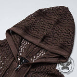 Versatile Openwork Loose Hooded Zip Cardigan Sweater