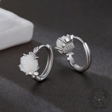 Versatile White Rose Flower Sterling Silver Buckle Earrings | Gthic.com