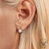 Versatile White Rose Flower Sterling Silver Buckle Earrings | Gthic.com
