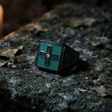 Viking Celtic Knot Gem Cross Stainless Steel Nordic Ring