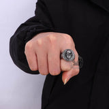 Viking Celtic Knot Odin Head Stainless Steel Ring