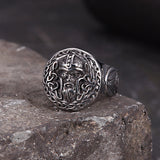 Viking Celtic Knot Odin Head Stainless Steel Ring | Gthic.com