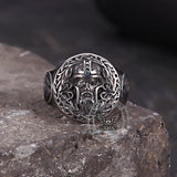 Viking Celtic Knot Odin Head Stainless Steel Ring | Gthic.com