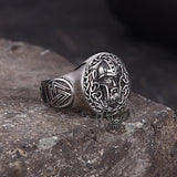 Viking Celtic Knot Odin Head Stainless Steel Ring