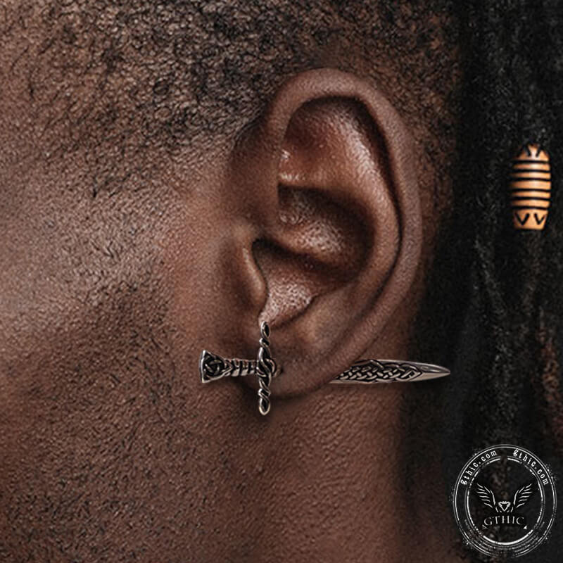Men's Sterling Silver Celtic Knot Hoop Earrings – Viking Norse Design, 925 Silver, Hypoallergenic, Cool Norse Jewelry