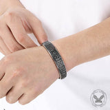 Viking Celtic Knot Wolf Head Stainless Steel Open Bracelet | Gthic.com