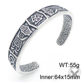 Viking Celtic Knot Wolf Head Stainless Steel Open Bracelet