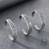 Viking Celtic Knot Wolf Head Stainless Steel Open Bracelet | Gthic.com