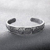 Viking Celtic Knot Wolf Head Stainless Steel Open Bracelet
