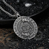 Viking Celtic Wolf Runes Stainless Steel Pendant | Gthic.com