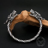 Viking Double Dragon Head Stainless Steel Nordic Open Bracelet