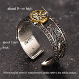 Viking Dragon Runes Sterling Silver Open Ring