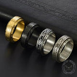 Viking Knot Runes Stainless Steel Spinner Ring | Gthic.com