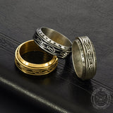 Viking Knot Runes Stainless Steel Spinner Ring