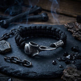 Viking Raven Skull Stainless Steel Braided Paracord Bracelet