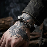 Viking Raven Skull Stainless Steel Braided Paracord Bracelet | Gthic.com