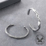 Viking Rune Möbius Twisted Stainless Steel Open Bracelet