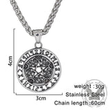 Viking Rune Pentagram Tree of Life Stainless Steel Pendant
