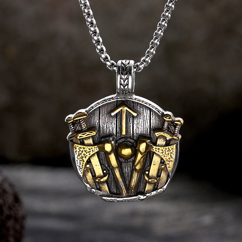 Viking Rune Shield Sword Stainless Steel Pendant – GTHIC
