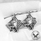 Viking Rune Wolf Head Stainless Steel Earrings | Gthic.com