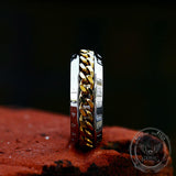 Viking Runes Chain Nordic Spinner Stainless Steel Ring | Gthic.com