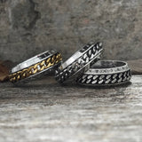 Viking Runes Chain Nordic Spinner Stainless Steel Ring