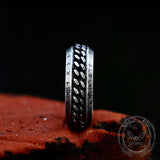 Viking Runes Chain Nordic Spinner Stainless Steel Ring | Gthic.com