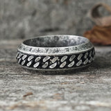 Viking Runes Chain Nordic Spinner Stainless Steel Ring