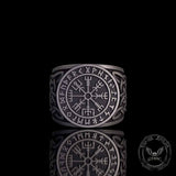 Viking Runes Compass Celtic Knot Sterling Silver Ring | Gthic.com