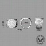Viking Runes Compass Celtic Knot Sterling Silver Ring