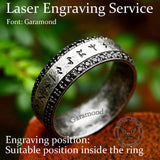 Viking Runes Gem-set Stainless Steel Band Ring | Gthic.com
