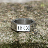 Viking Runes Hexagon Stainless Steel Geometric Ring