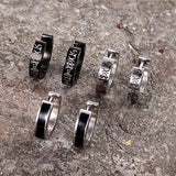 Viking Runes Stainless Steel Huggie Earrings