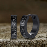 Viking Runes Stainless Steel Huggie Earrings | Gthic.com