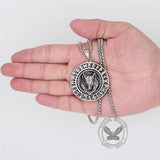 Viking Runes Wolf Head Stainless Steel Necklace | Gthic.com