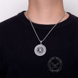 Viking Runes Wolf Head Stainless Steel Necklace | Gthic.com