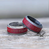 Viking Runes Wood Stainless Steel Spinner Ring | Gthic.com